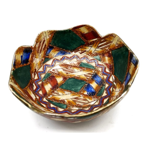 Decorative Catch All Bowl Trinket Art Dish Eclectic Colorful - Picture 2 of 4